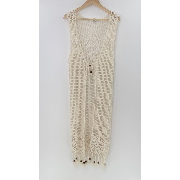 XXI Los Angeles Cream Ivory Crochet Cardigan Duster Size Small Boho Festival - Picture 12 of 12